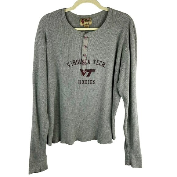 Izod Collegiate Virginia Tech Thermal Henley Shirt Men Large Gray VT Hokies VA - Picture 1 of 7